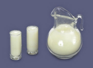 Dollhouse Miniature Milk Pitcher W/2 Glasses, 2 Set